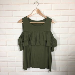 Green a.n.a Cold Shoulder Top Size XL
